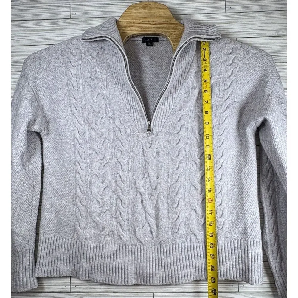 J. Crew Women's Cable Knit‎ 1/2 Zip Alpaca Wool Blend Pullover Sweater Med